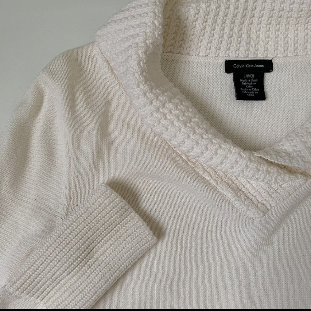 Calvin Klein long knit shawl neck sweater